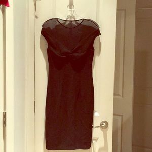 David Meister little black dress w/sheer neckline